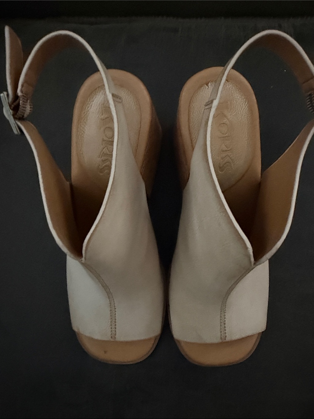 Kork-Ease Women's Light Beige Leather Slingback Mules